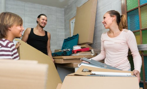 Stacks of sturdy moving boxes prepared for a local Edgware home move
