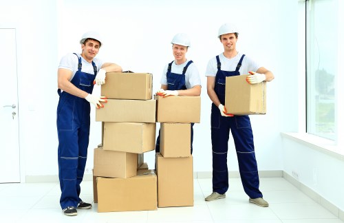Organised moving day with house removalists in Edgware and packed boxes