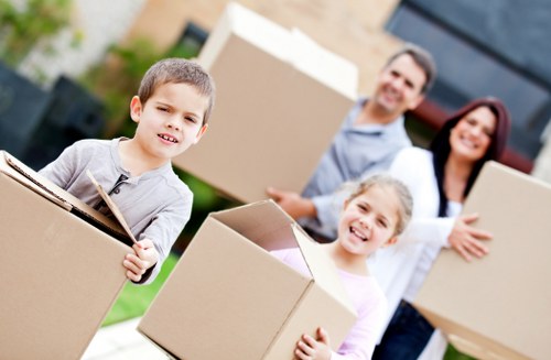Sturdy cardboard boxes and packing materials used in Edgware
