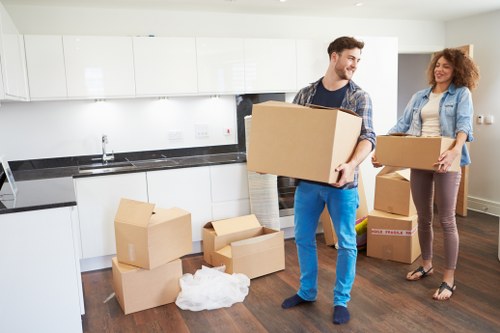 Packed household items ready for local removals in Edgware