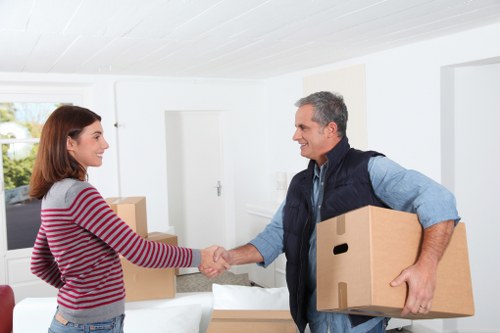 Packed boxes ready for an apartment move in Edgware