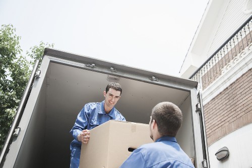 Packed boxes and furniture for an Edgware van relocation