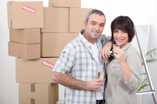 Packed moving boxes prepared for same day removals